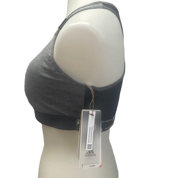 New Adidas XL 48DD Gray Medium Support Removeable Pads Training Sports Bra - Picture 4 of 7